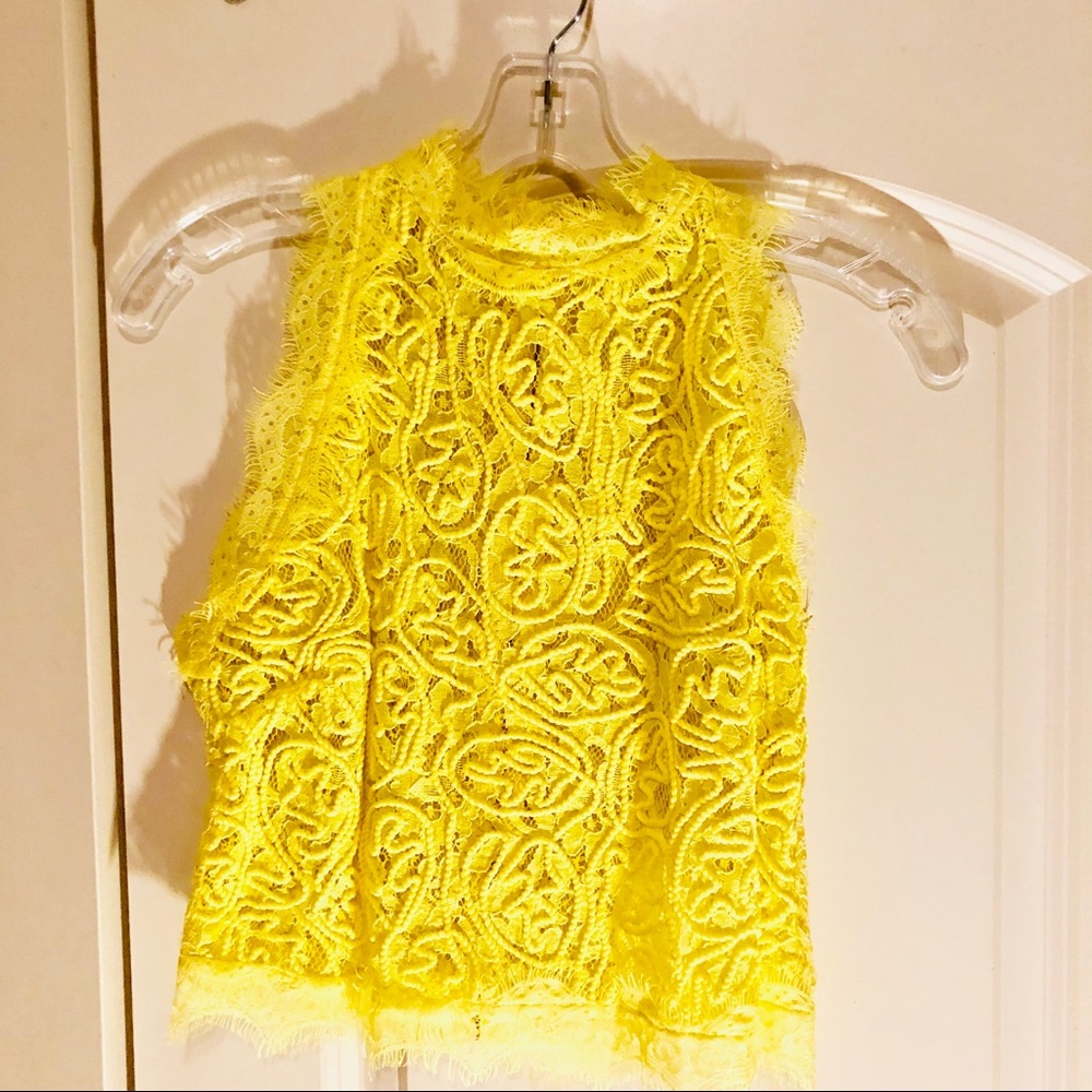 Yellow lace crop top